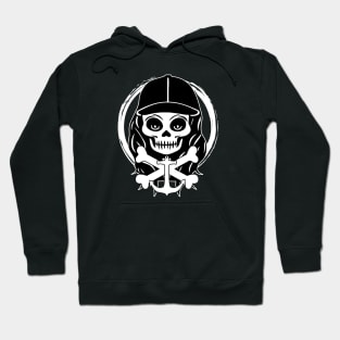 Deckhand Skull and Anchor White Logo Hoodie